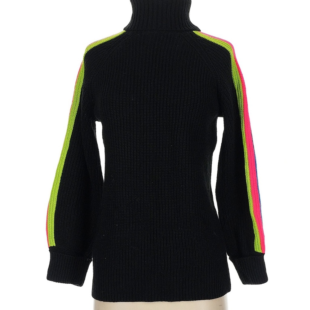 Black Turtleneck Sweater with Neon Stripes